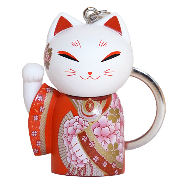 MNK006, Manekineko Keychain Figure Doll Lucky Cat Kimono (HARU)