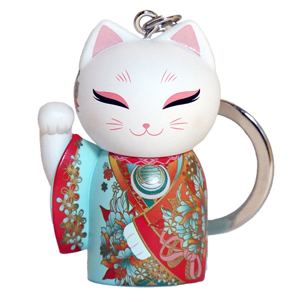 MNK007, Manekineko キーホルダー フィギュア 人形 招き猫 着物 (HOSHI)