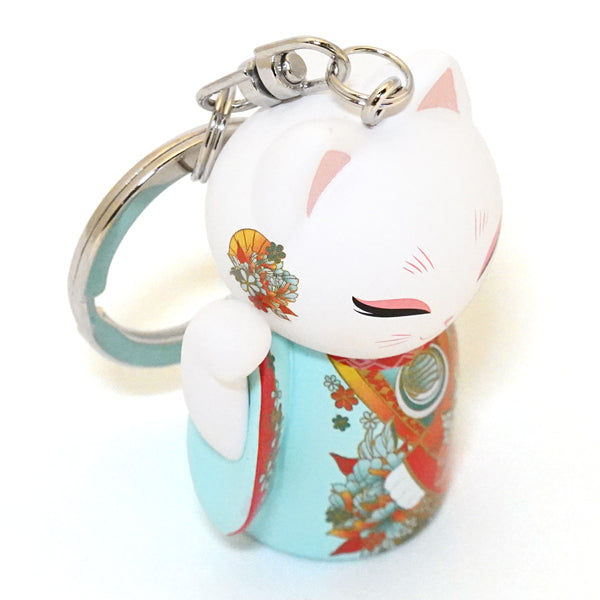 MNK007, Manekineko キーホルダー フィギュア 人形 招き猫 着物 (HOSHI)