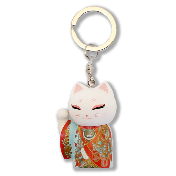 MNK007, Manekineko キーホルダー フィギュア 人形 招き猫 着物 (HOSHI)