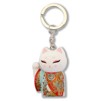 MNK007, Manekineko キーホルダー フィギュア 人形 招き猫 着物 (HOSHI)