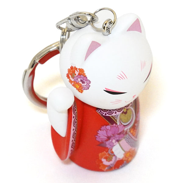 MNK008, Manekineko キーホルダー フィギュア 人形 招き猫 着物 (EMI)
