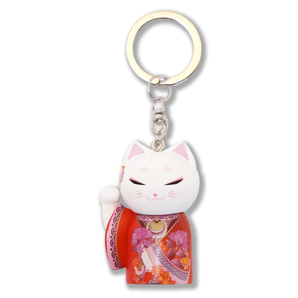 MNK008, Manekineko キーホルダー フィギュア 人形 招き猫 着物 (EMI)